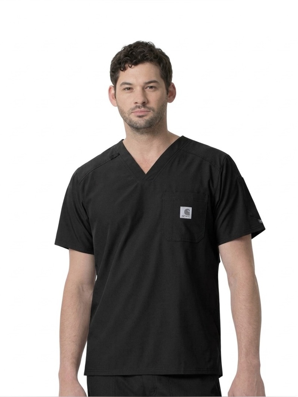 049 CARHARTT Men's Force Liberty Twill Chest Pocket Scrub Top - Black, Small